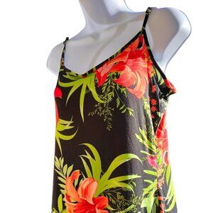 (355)Absolutely Love It Women's Black Tropical Cami Dress Size XL
